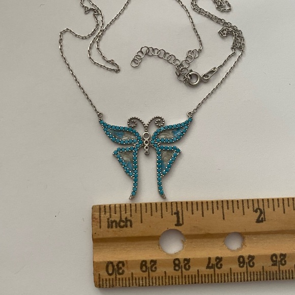 925 Silver butterfly necklace handmade enamel cz stones 18k yellow gold plated - Picture 5 of 5